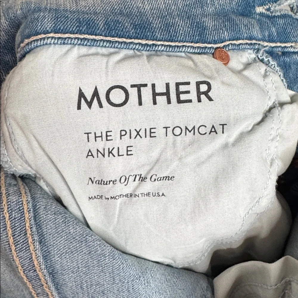 Mother The Pixie Tomcat Ankle Jeans 25 Nature of the Game Distressed Light Wash - Picture 6 of 11
